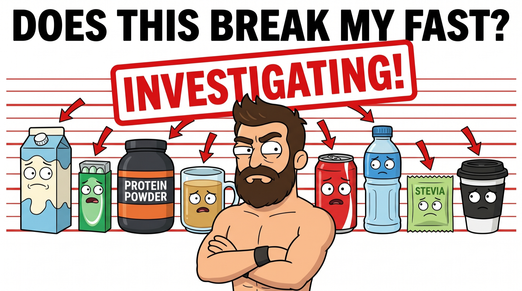 Fasted Fred investigating common fasting drinks and supplements